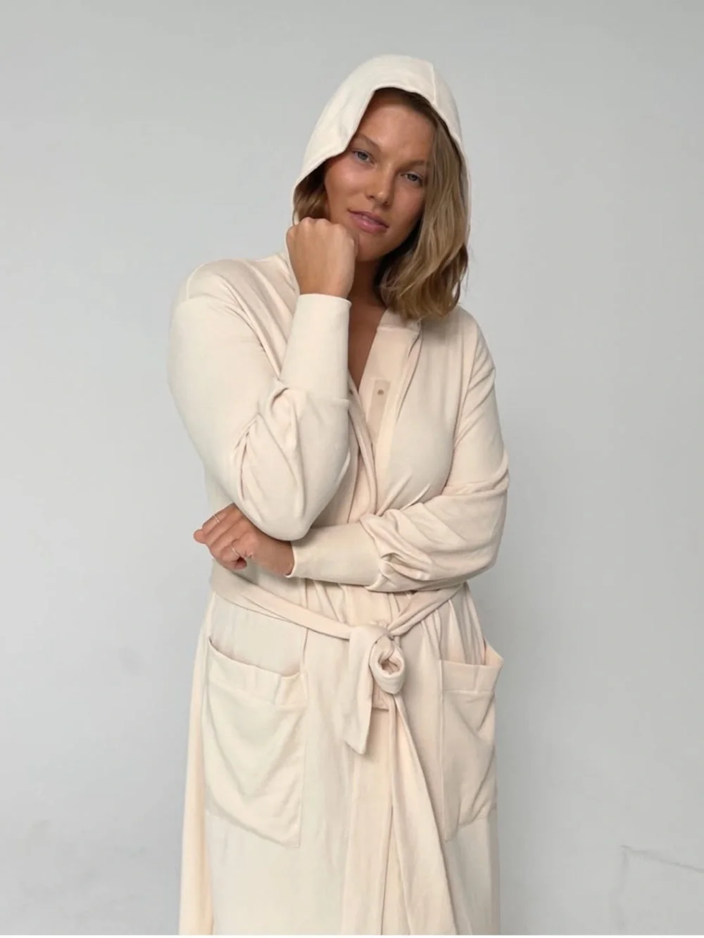 ThirdLove Hooded The Everything Robe Tie-Waist Cardigan